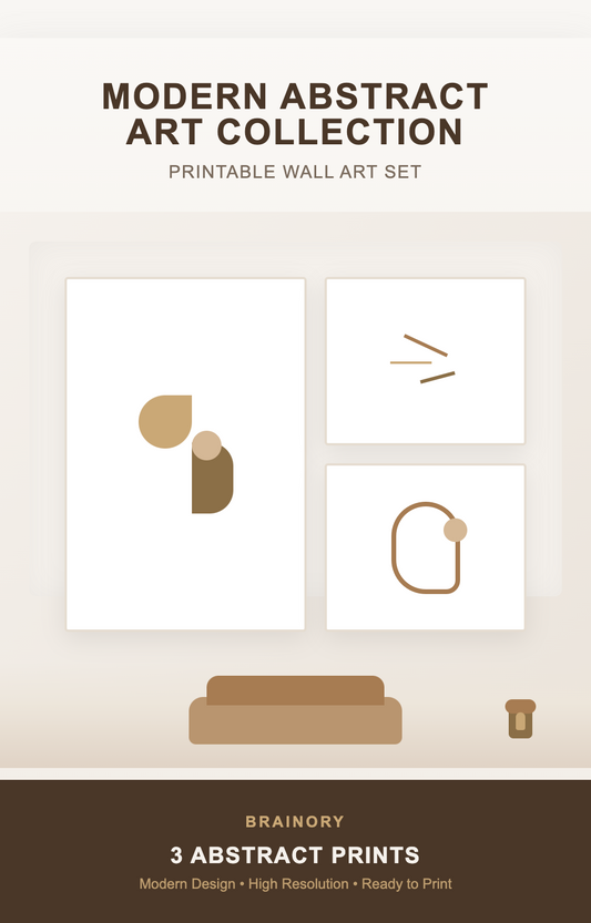 Modern Abstract Wall Art Set - 3 Printable Art Prints | Minimalist Boho Decor | Digital Download Bundle | Instant Home Decor
